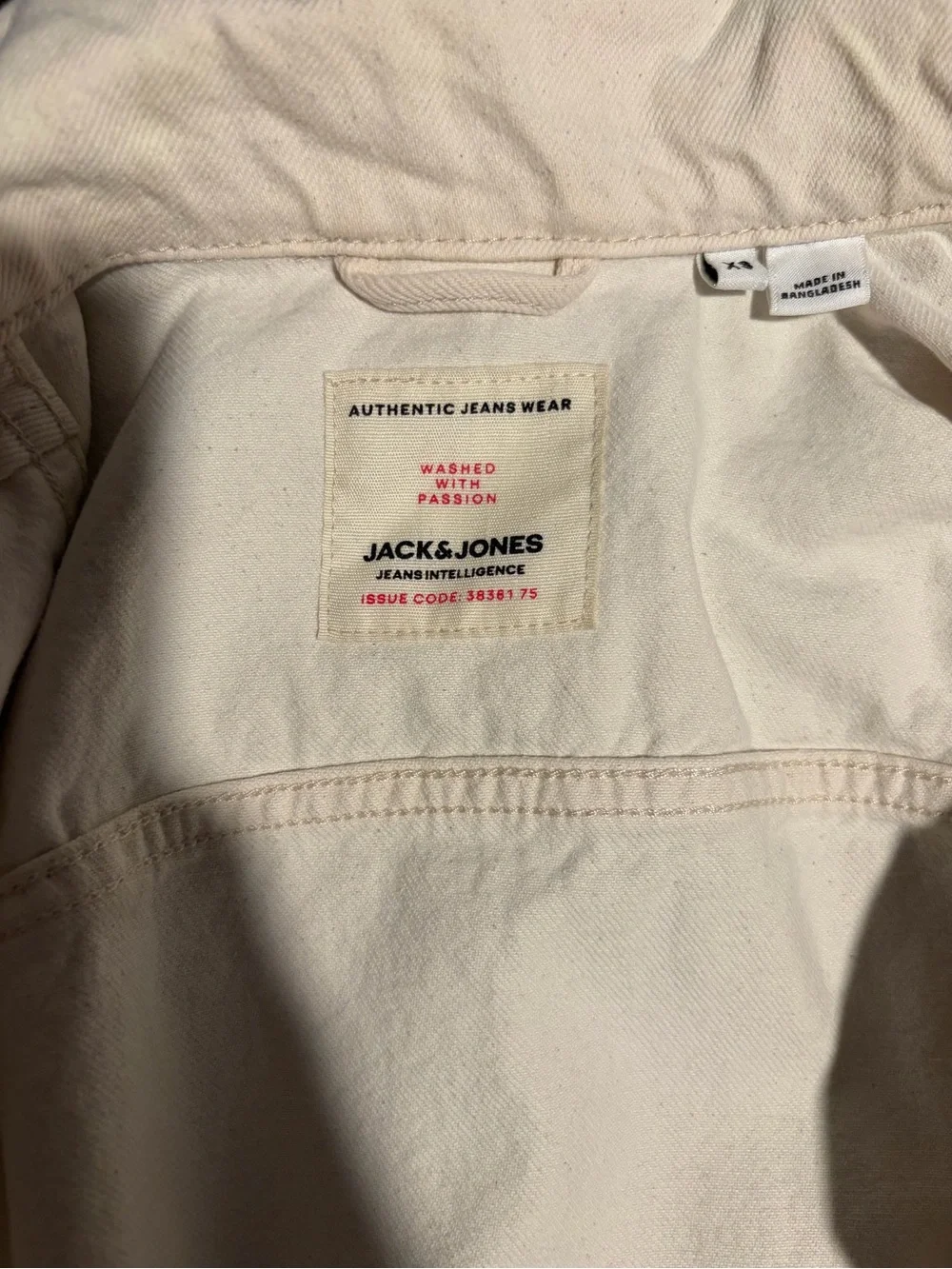 Men's Jack & Jones denim short sleeve shirt cream size xs